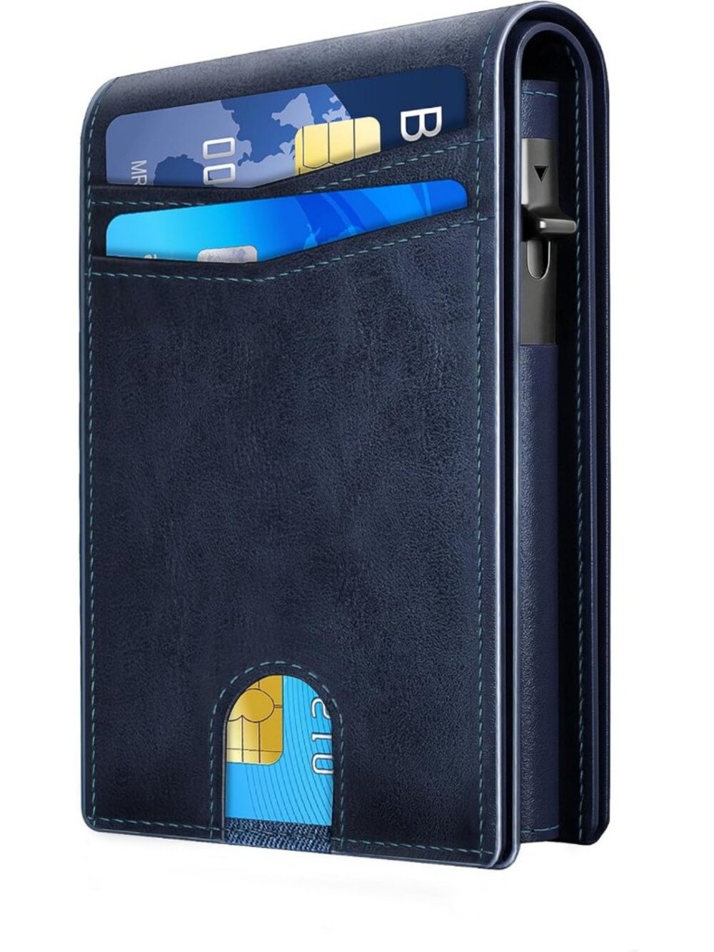 Slim Minimalist RFID Blocking Wallet for Men - Navy Blue, Stylish & Secure